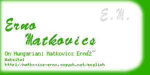 erno matkovics business card